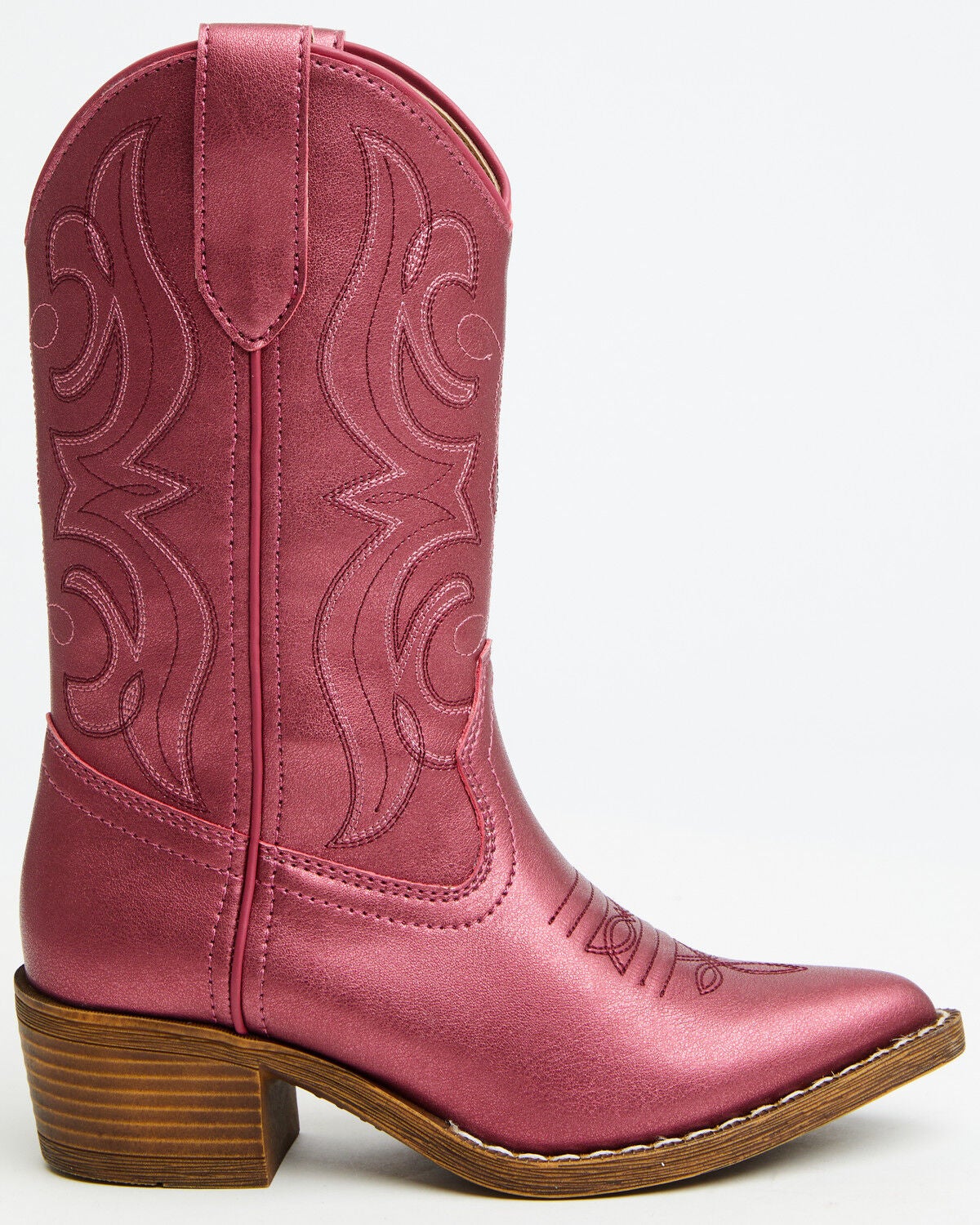 Image #2 - Shyanne Girls' Harper Metallic Western Boots - Round Toe, Pink, hi-res