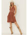 Wild Moss Women's Ditsy Rust Sleeveless Sundress, Rust Copper, hi-res