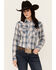 Image #1 - Roper Women's Plaid Print Long Sleeve Snap Western Shirt, Blue, hi-res