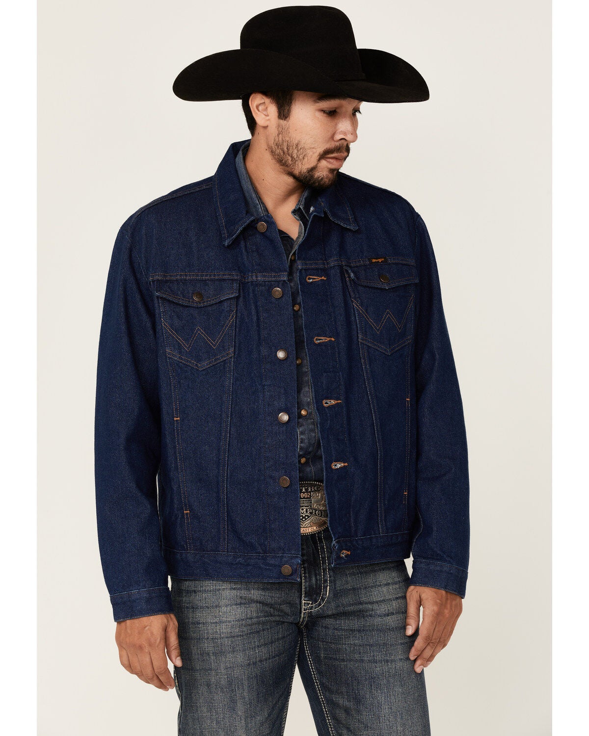 Wrangler Men's Unlined Denim Western Jacket - Tall, Indigo, hi-res