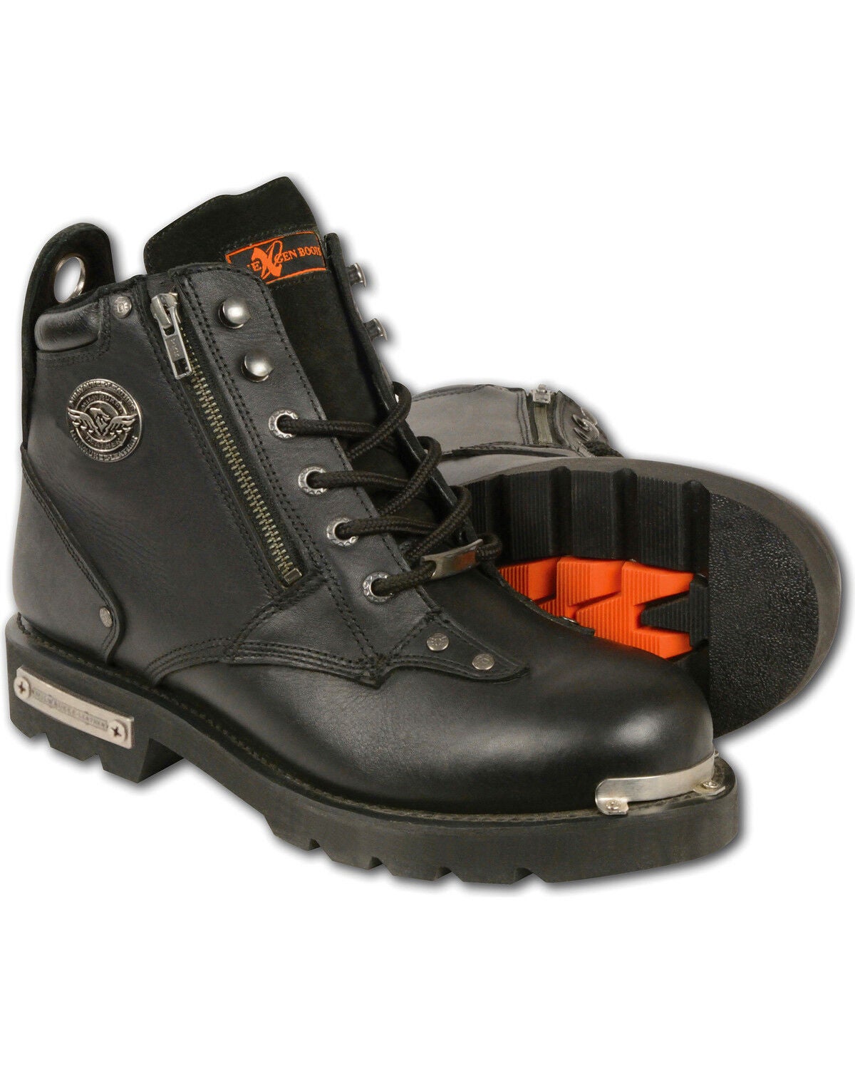Milwaukee Leather Men's Lace To Toe Double Sided Zipper Entry Boots - Round Toe, Black, hi-res