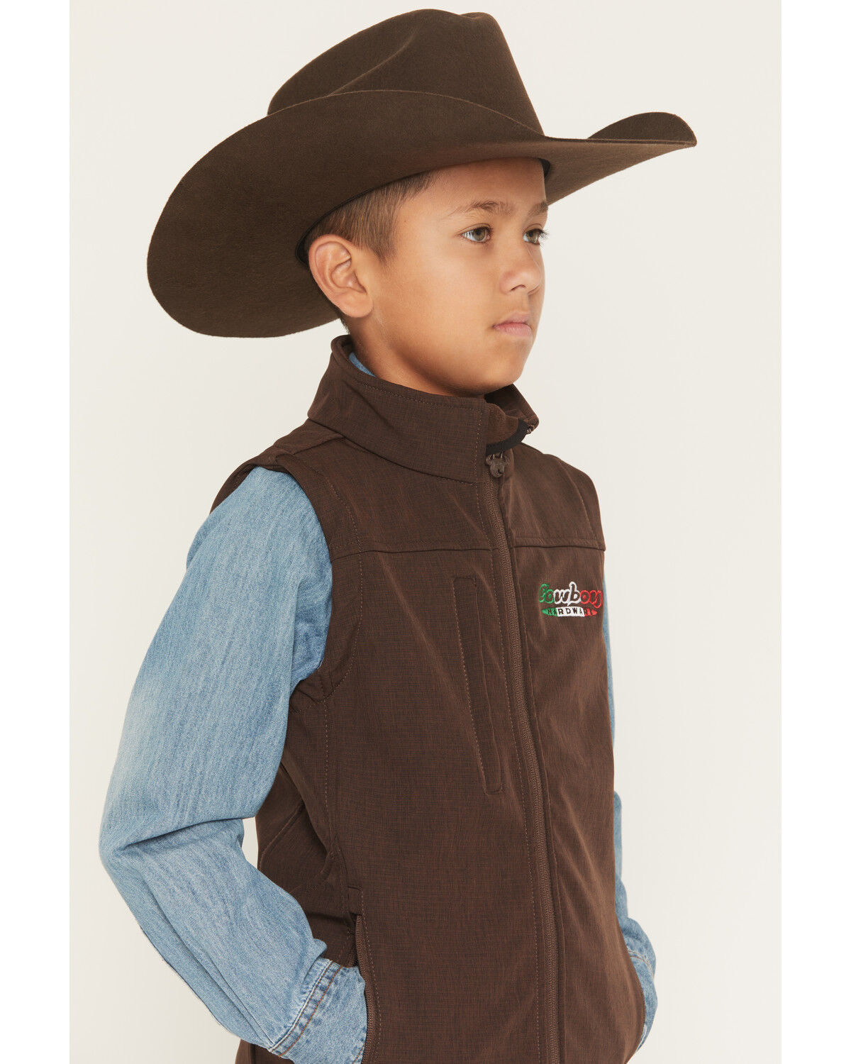 Image #3 - Cowboy Hardware Boys' Hecho En Mexico Vest, Brown, hi-res