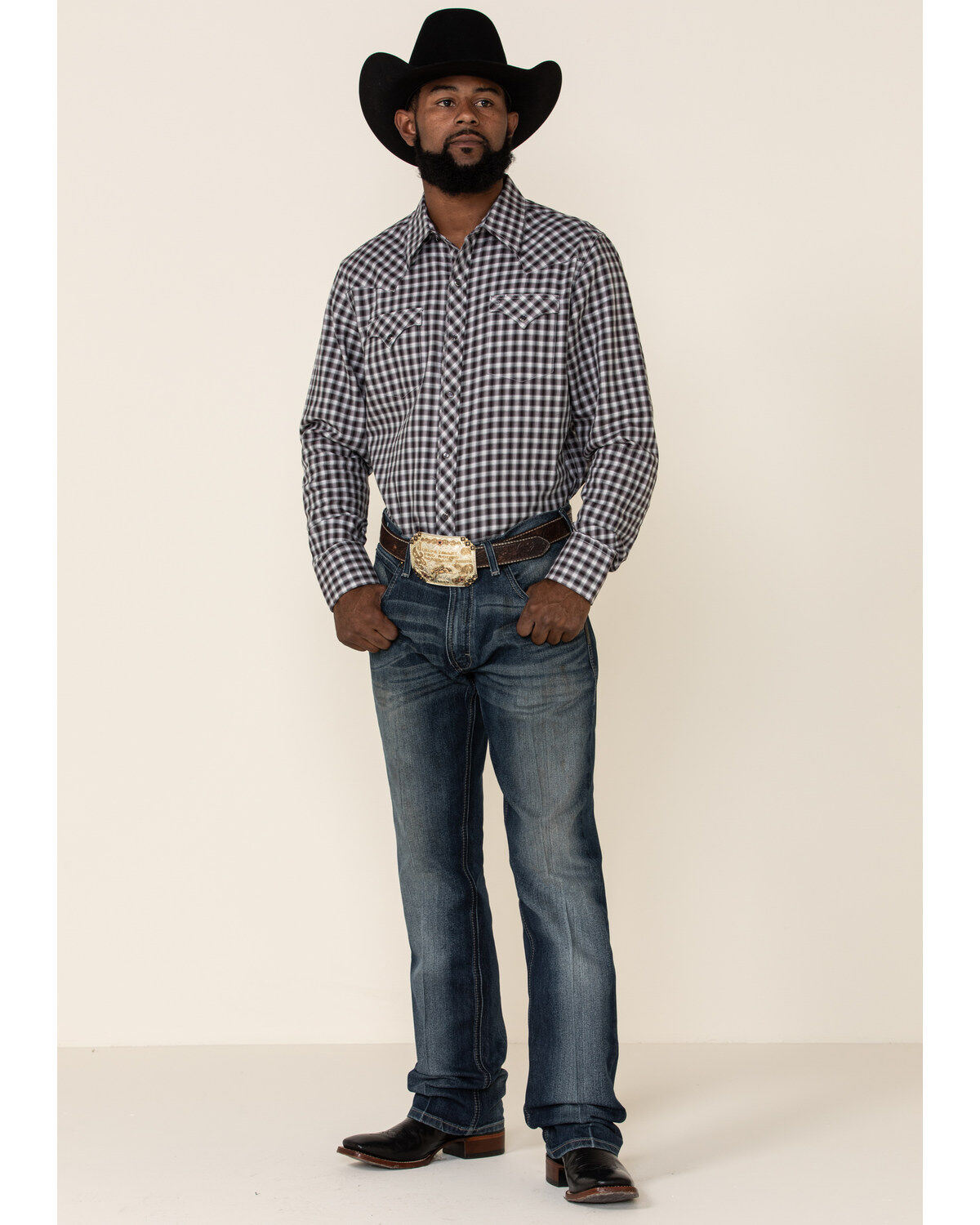 Image #2 - Stetson Men's Original Rugged Ombre Check Twill Plaid Long Sleeve Western Shirt, Burgundy, hi-res
