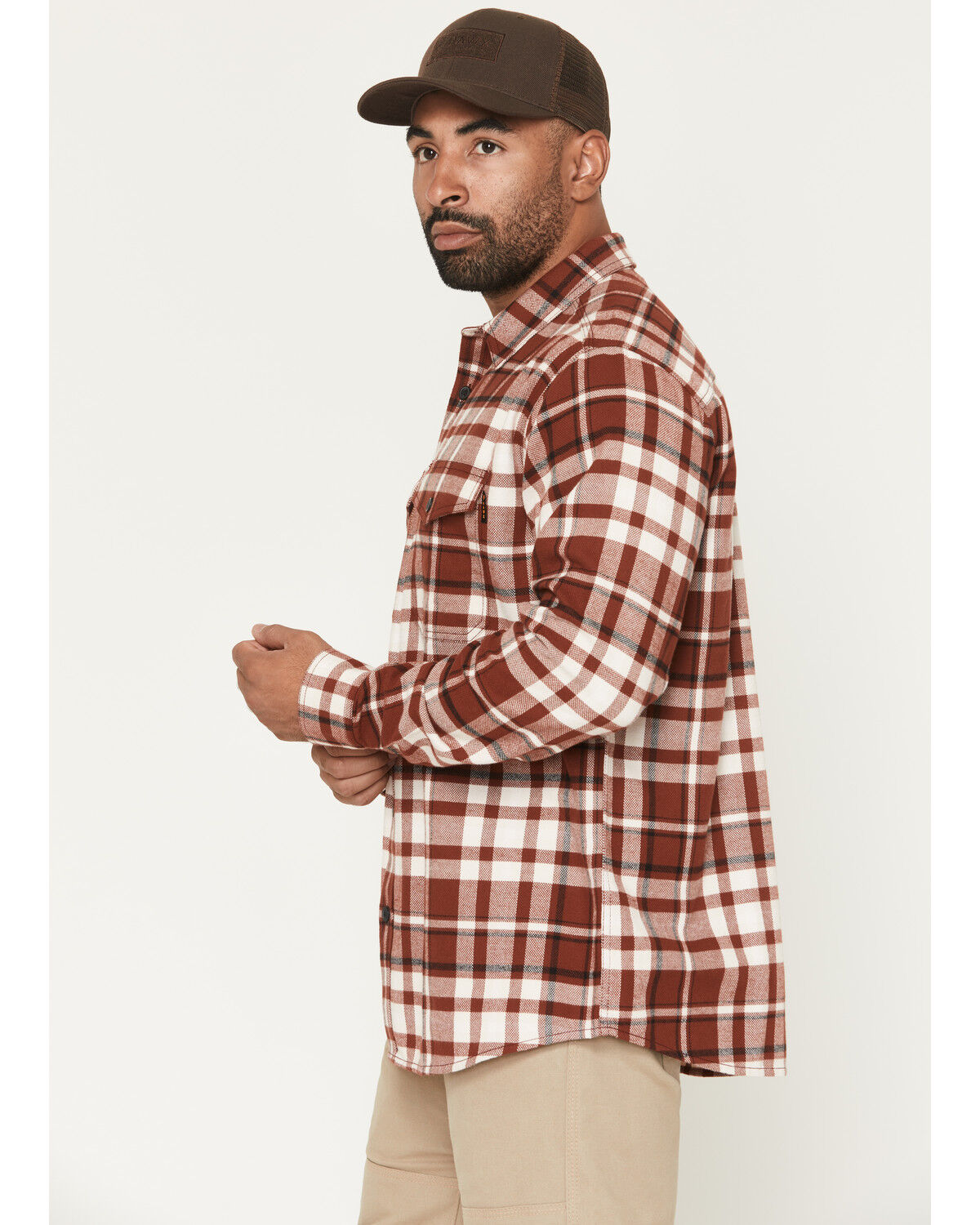 Image #2 - Hawx Men's Mac Plaid Print Long Sleeve Button-Down Flannel Shirt, Wine, hi-res