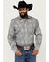 Image #1 - Stetson Men's Floral Print Long Sleeve Pearl Snap Western Shirt , Grey, hi-res