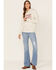Wrangler Women's Multi Stacked Logo Shirttail Pullover Hoodie , Oatmeal, hi-res