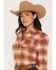 Image #2 - Shyanne Women's Vistas Plaid Print Long Sleeve Button-Down Flannel Shirt, Bark, hi-res