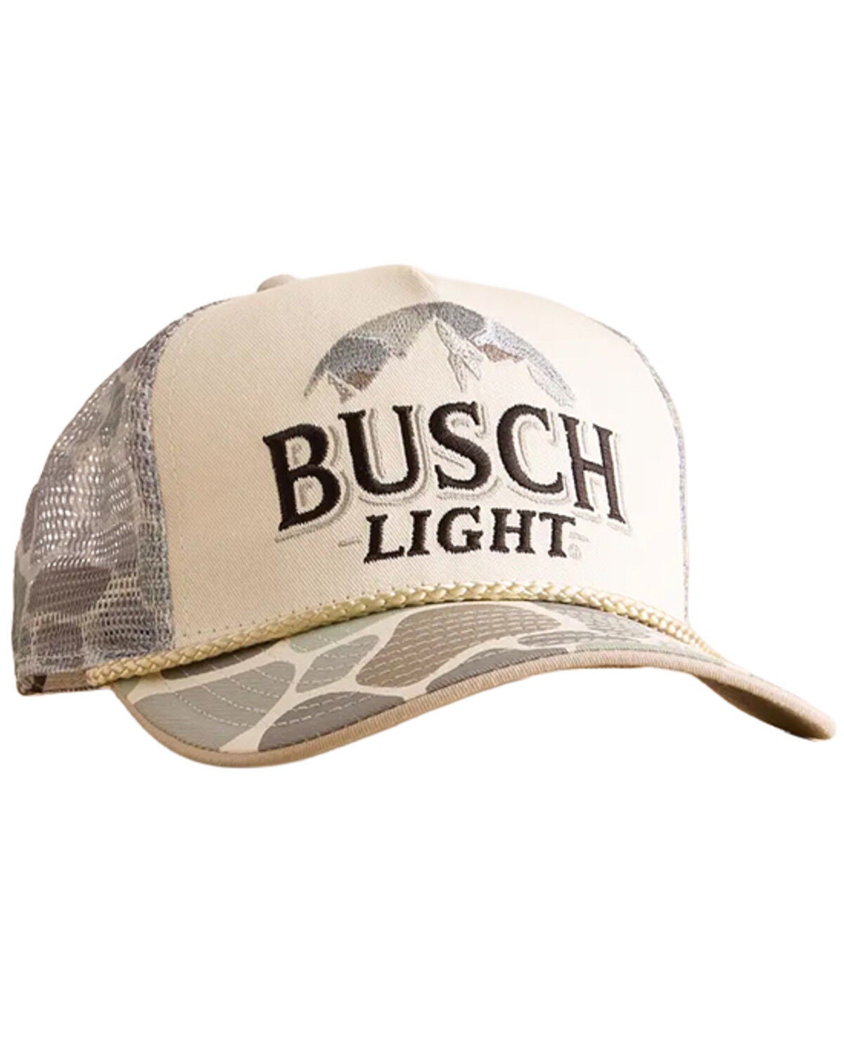 Buckwear Men's Busch Light Camo Print Ball Cap, White, hi-res