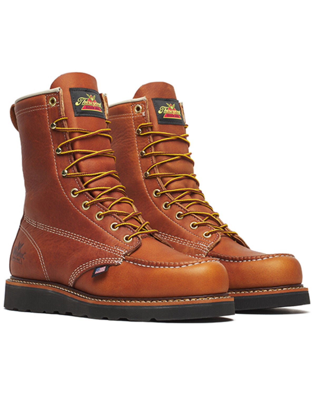 Image #1 - Thorogood Men's 8" American Heritage MAXWear Moc Wedge Work Boots - Soft Toe, Brown, hi-res