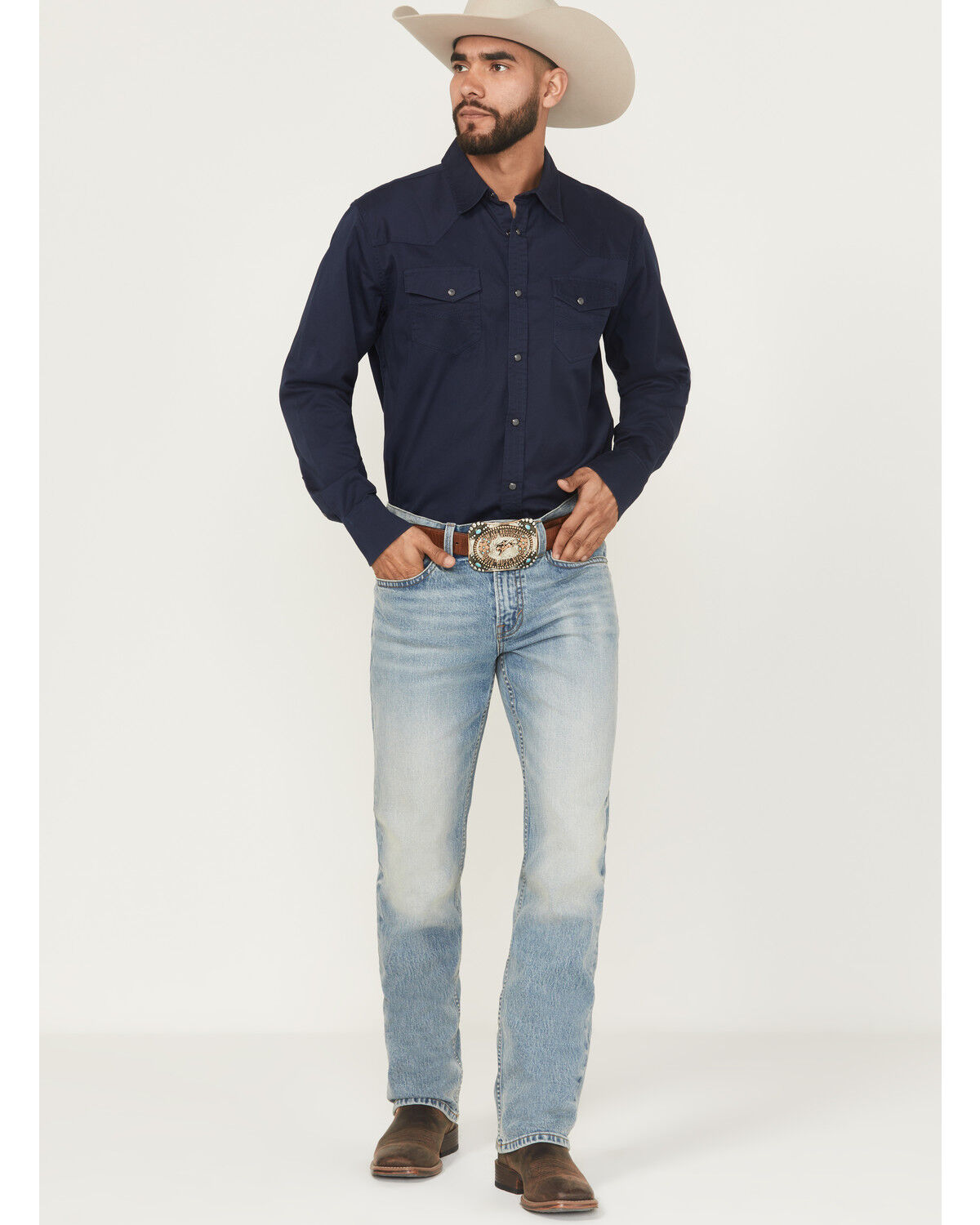 Image #1 - RANK 45® Men's Bunker Wash Ambush Slim Straight Stretch Denim Jeans, Light Wash, hi-res