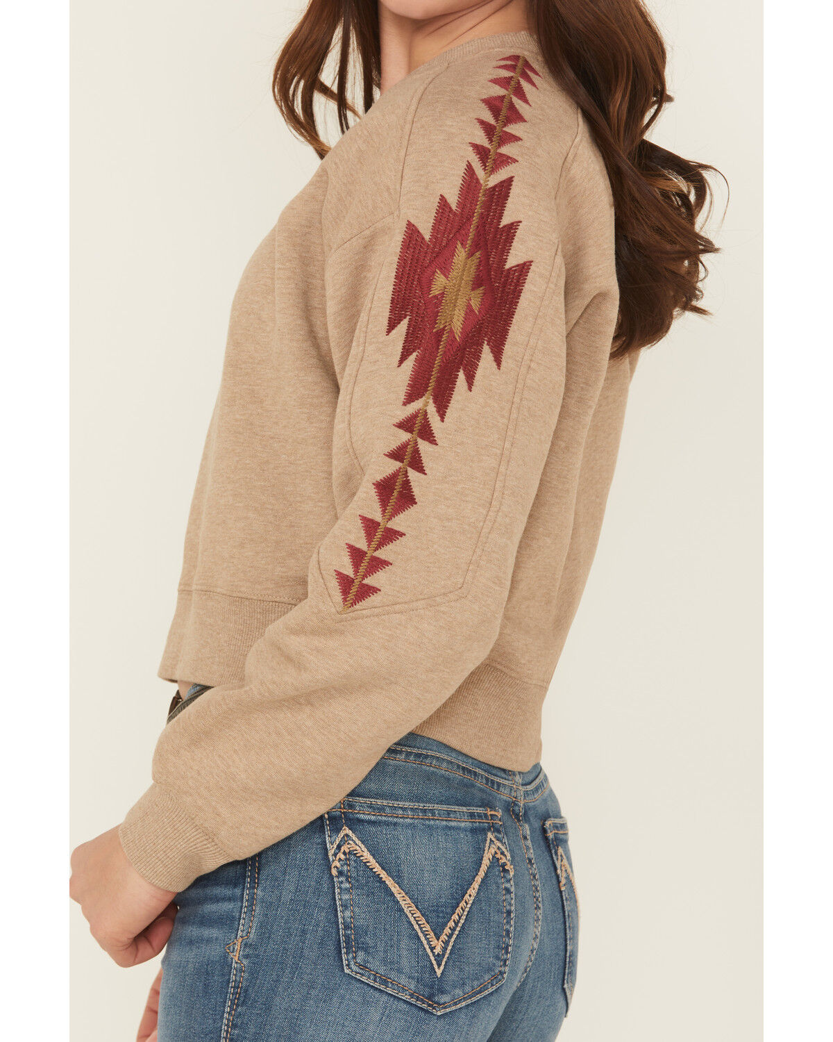 Image #3 - Ariat Women's Southwestern Sleeve Sweater, Brown, hi-res