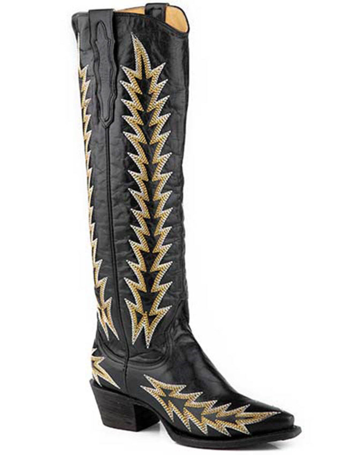 Image #1 - Stetson Women's Sarah Tall Western Boots - Snip Toe, Black, hi-res