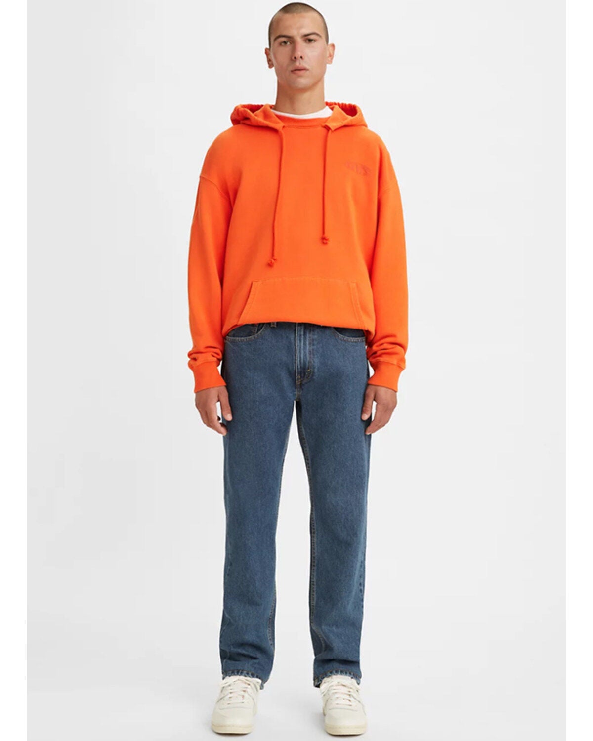 Levi's Men's 505 Dark Stonewash Rigid Classic Straight Leg Jeans, Blue, hi-res