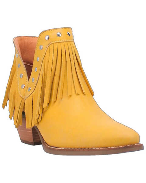 Dingo Women's Fine N' Dandy Leather Booties - Snip Toe , Yellow, hi-res