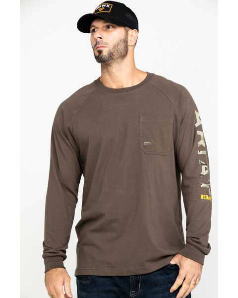 Ariat Men's Moss Green Rebar Cotton Strong Long Sleeve Work Shirt , Moss Green, hi-res