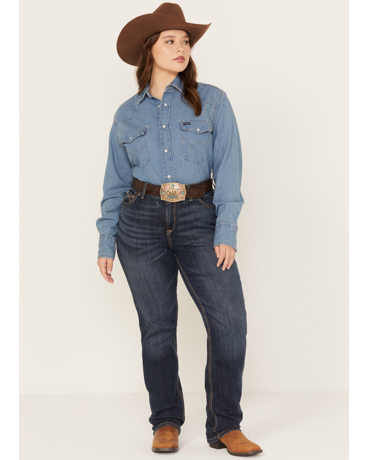 Image #1 - Ariat Women's Perfect Rise Analise Stackable Straight Leg Jeans - Plus, Blue, hi-res