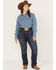 Ariat Women's R.E.A.L. Perfect Rise Analise Stackable Straight Leg Jeans - Plus, Blue, hi-res