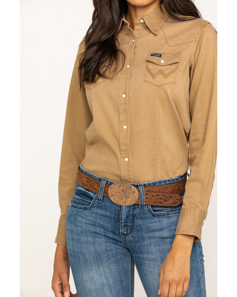 Wrangler Women's Tan Long Sleeve Western Shirt Boot Barn