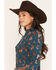 Image #2 - Rock & Roll Denim Women's Western Conversational Print Long Sleeve Snap Western Shirt, Teal, hi-res