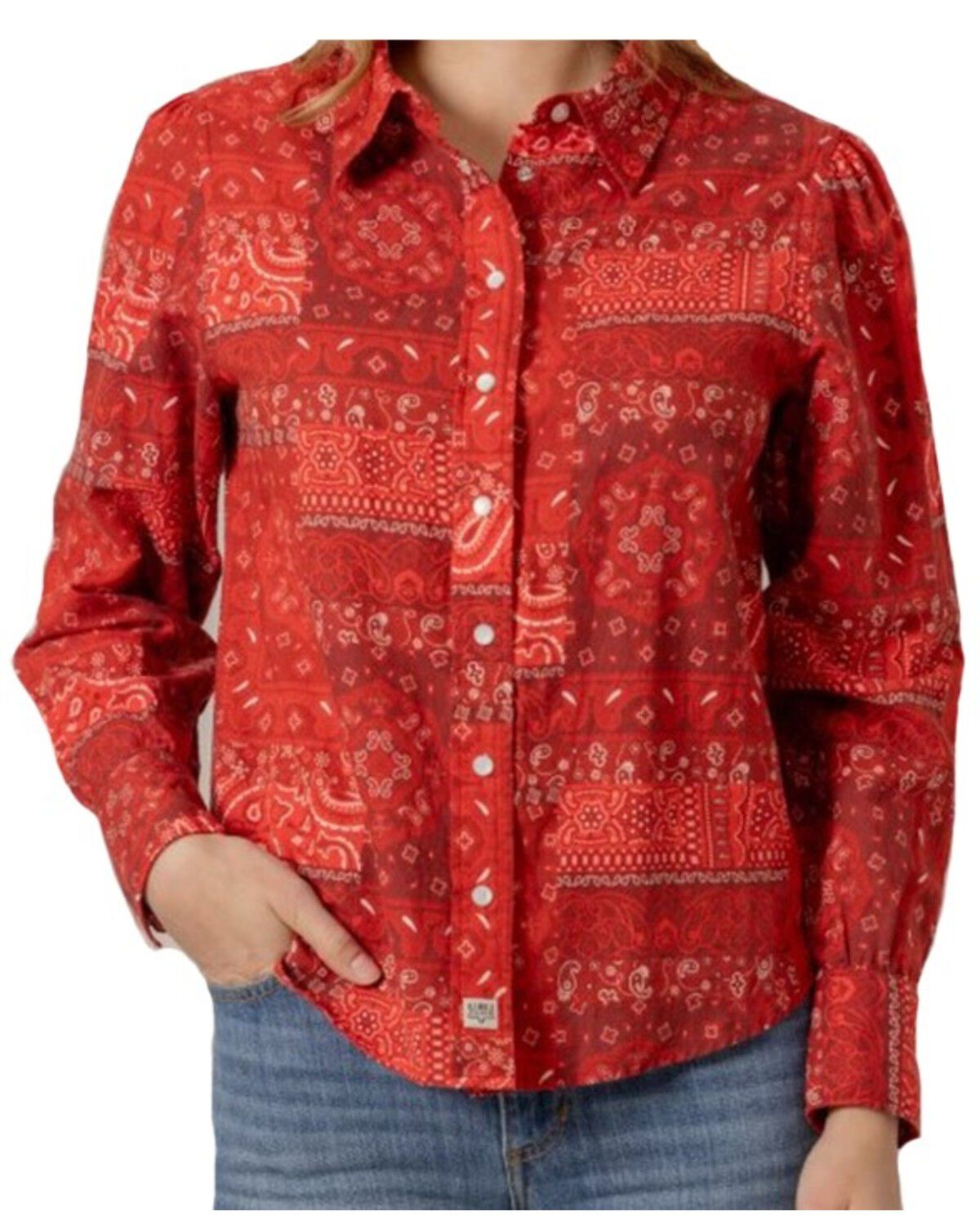 Kimes Ranch Women's Winnie Bandana Print Long Sleeve Button-Down Western Shirt, Red, hi-res