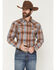 Image #1 - Cody James Men's Wiley Plaid Print Long Sleeve Plaid Print Long Sleeve Snap Western Shirt, Brown, hi-res