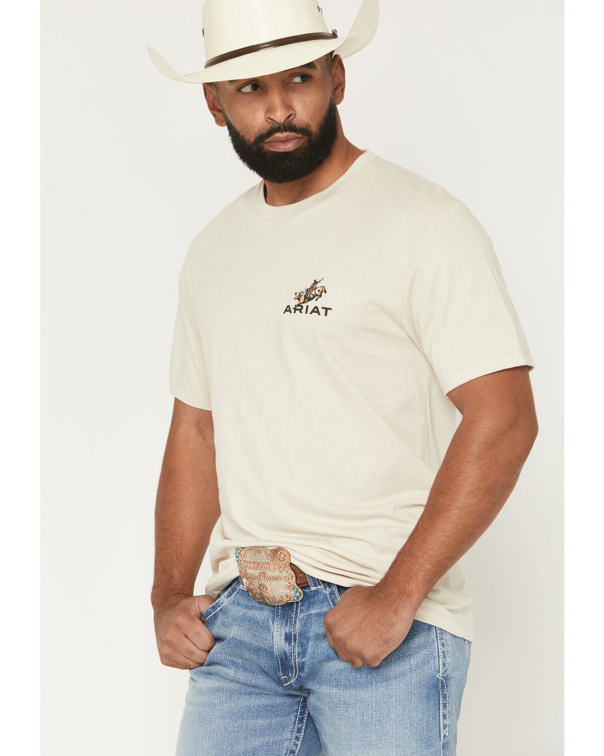 Image #3 - Ariat Men's Ride 'Em Cowboy Short Sleeve Graphic T-Shirt, Natural, hi-res