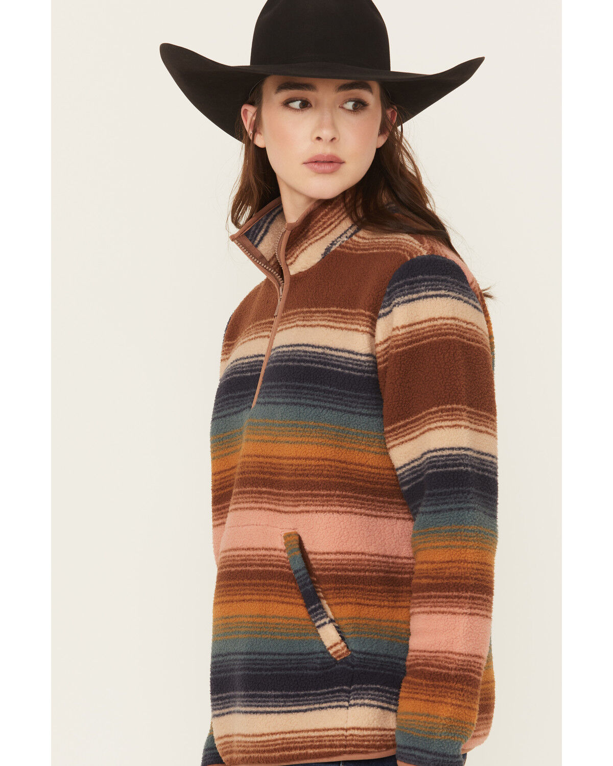 Image #2 - Wrangler Women's Striped Sherpa Pullover, Multi, hi-res