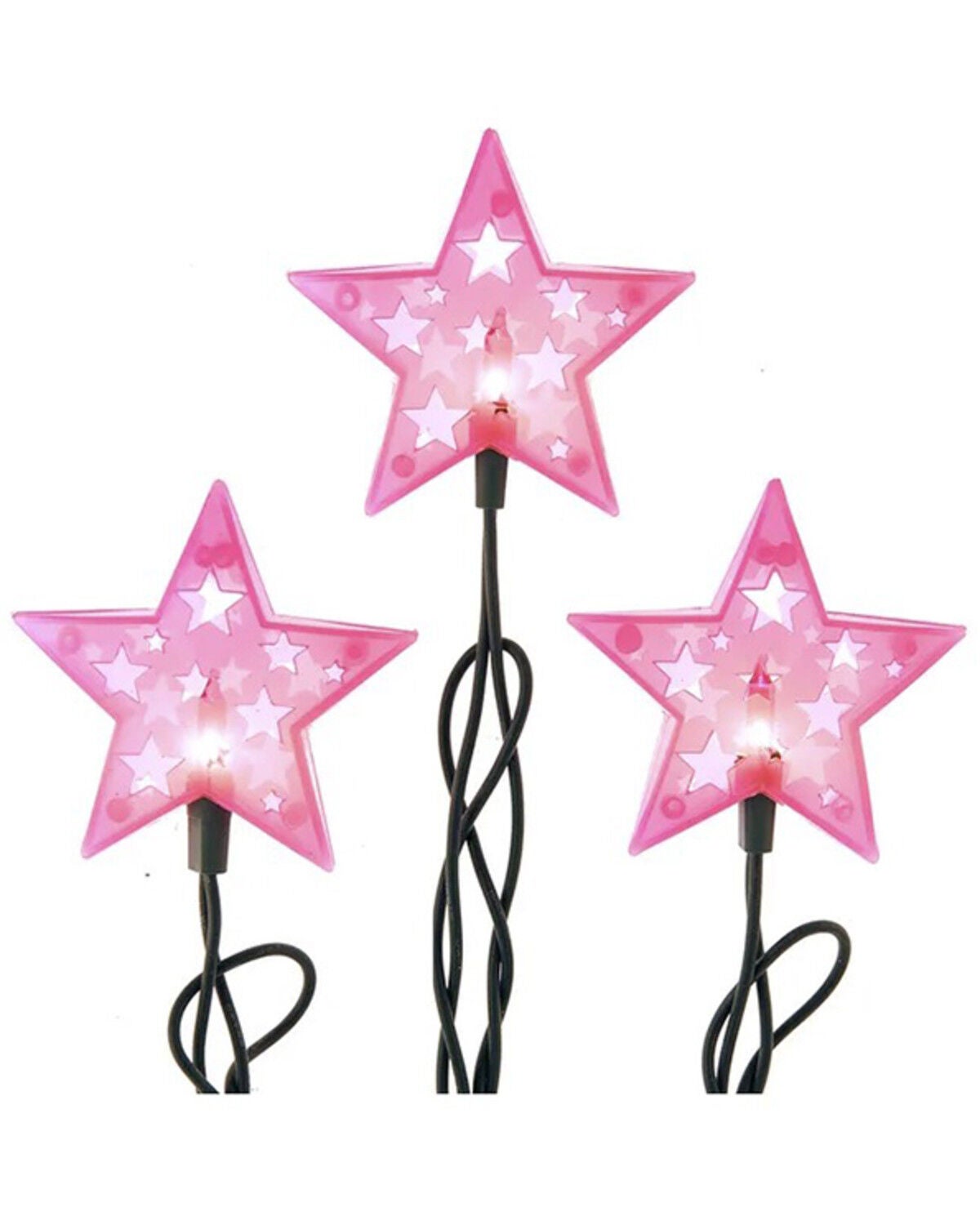 Image #1 - Kurt Adler 9' UL 10L Pink Stars Lights Set, Multi, hi-res