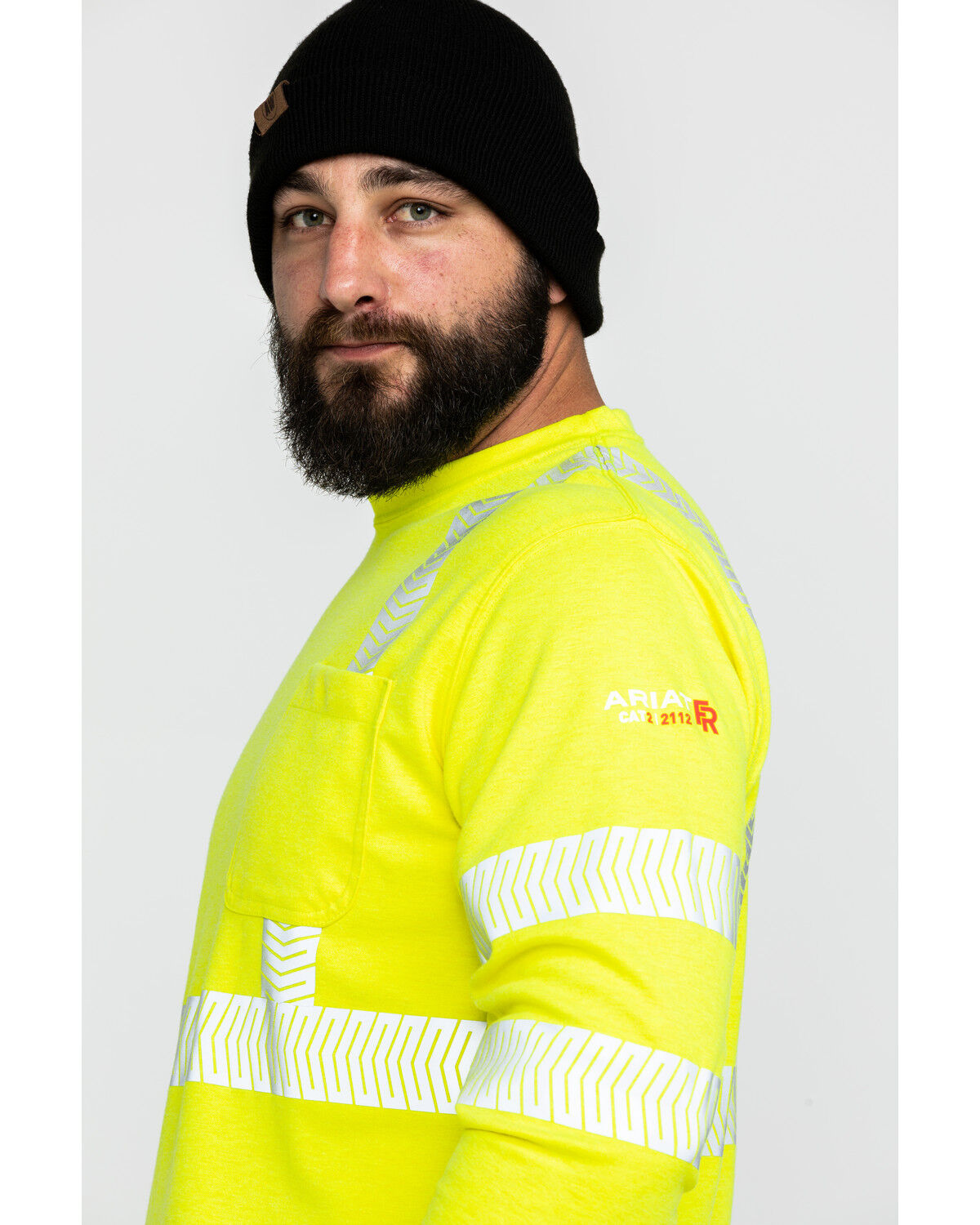 Image #4 - Ariat Men's FR Crew Hi-Vis Long Sleeve Work Pocket T-Shirt - Big & Tall, Yellow, hi-res