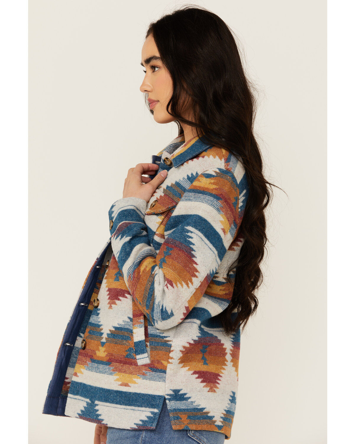 Image #2 - Idyllwind Women's Southwestern Print Shacket, Indigo, hi-res