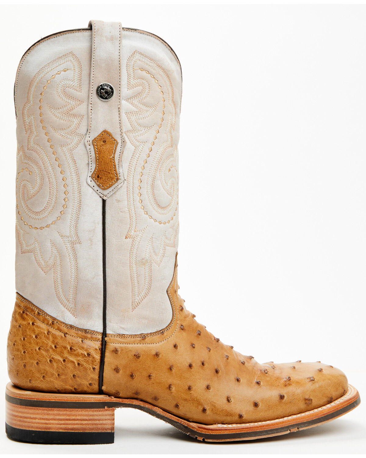 Image #2 - Tanner Mark Men's Exotic Ostrich Western Boots - Broad Square Toe, Tan, hi-res