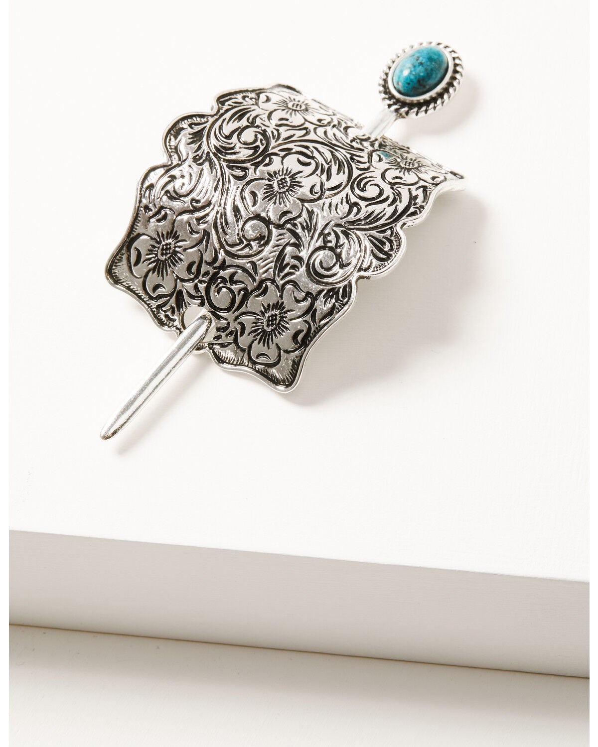Image #1 - Shyanne Women's American Heritage Stamped Silver Ponytail Hair Pin, Silver, hi-res