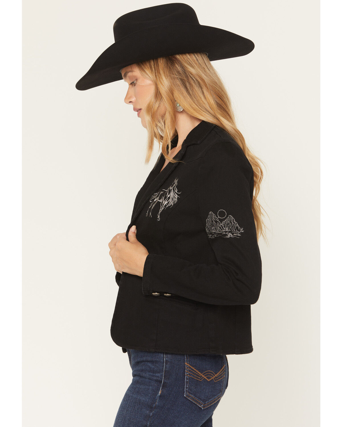 Image #2 - Blue B Women's Western Embroidered Blazer, Black, hi-res