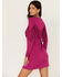 Idyllwind Women's Bryan Long Sleeve Fringe Knit Dress, Fuchsia, hi-res