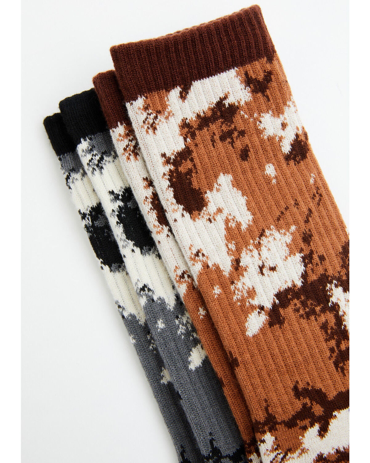 Image #3 - Cody James Men's Cow Print Crew Socks - 2 Pack, Black/brown, hi-res