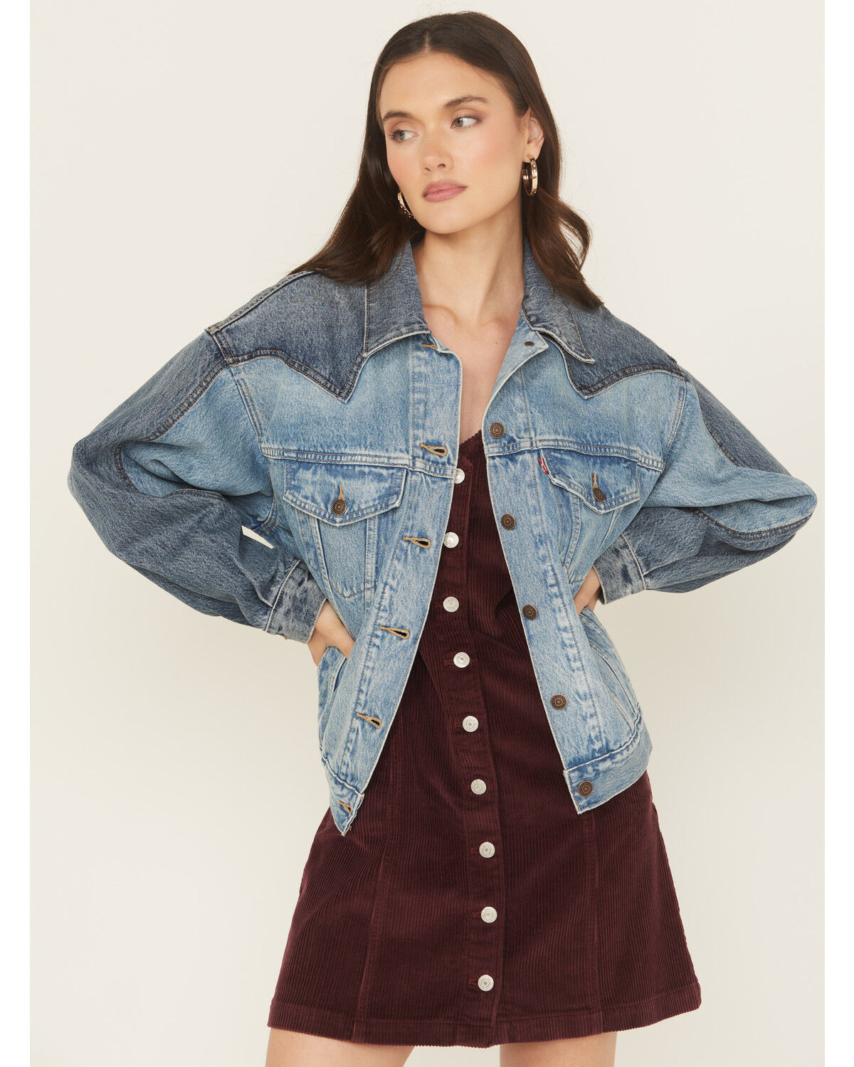 Image #1 - Levi's Women's Free Range Denim Trucker Jacket, Multi, hi-res