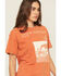 Image #2 - Cleo + Wolf Women's Backroads Short Sleeve Boyfriend Graphic Tee, Orange, hi-res
