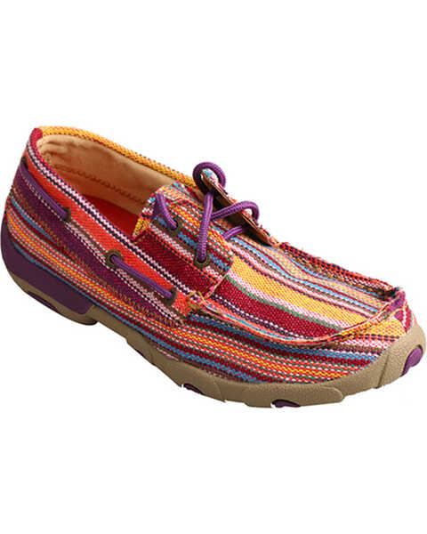 Image #1 - Twisted X Women's Purple Multi-Striped Driving Moccasins - Moc Toe, , hi-res