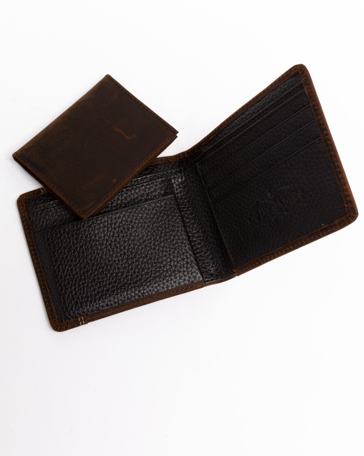 Image #4 - Cody James Men's Boot Stitch Bi-Fold Leather Wallet, Cognac, hi-res