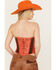Understated Leather Women's Last Call Western Corset, Orange, hi-res