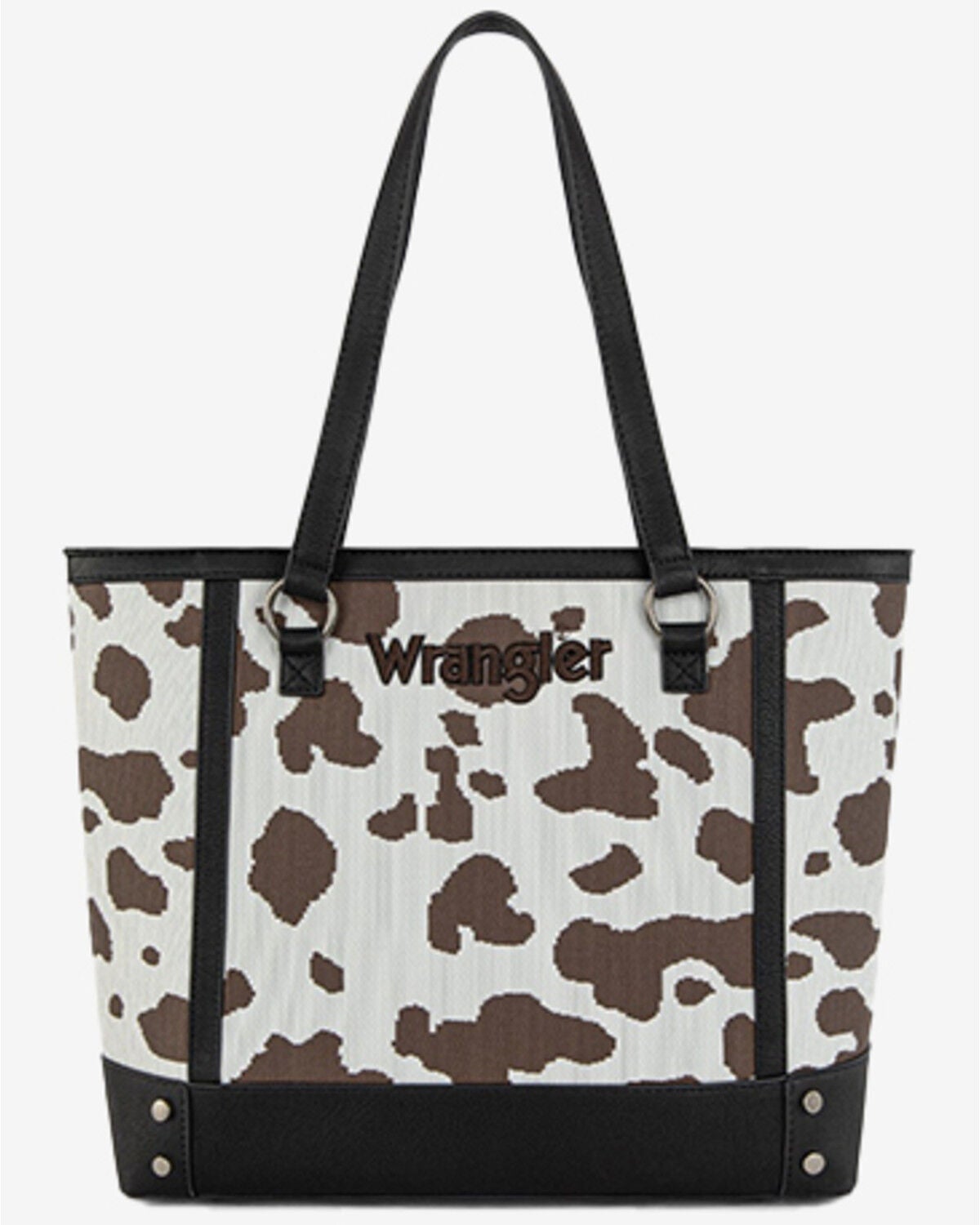 Image #1 - Wrangler Women's Cow Print Tote Bag, Black, hi-res