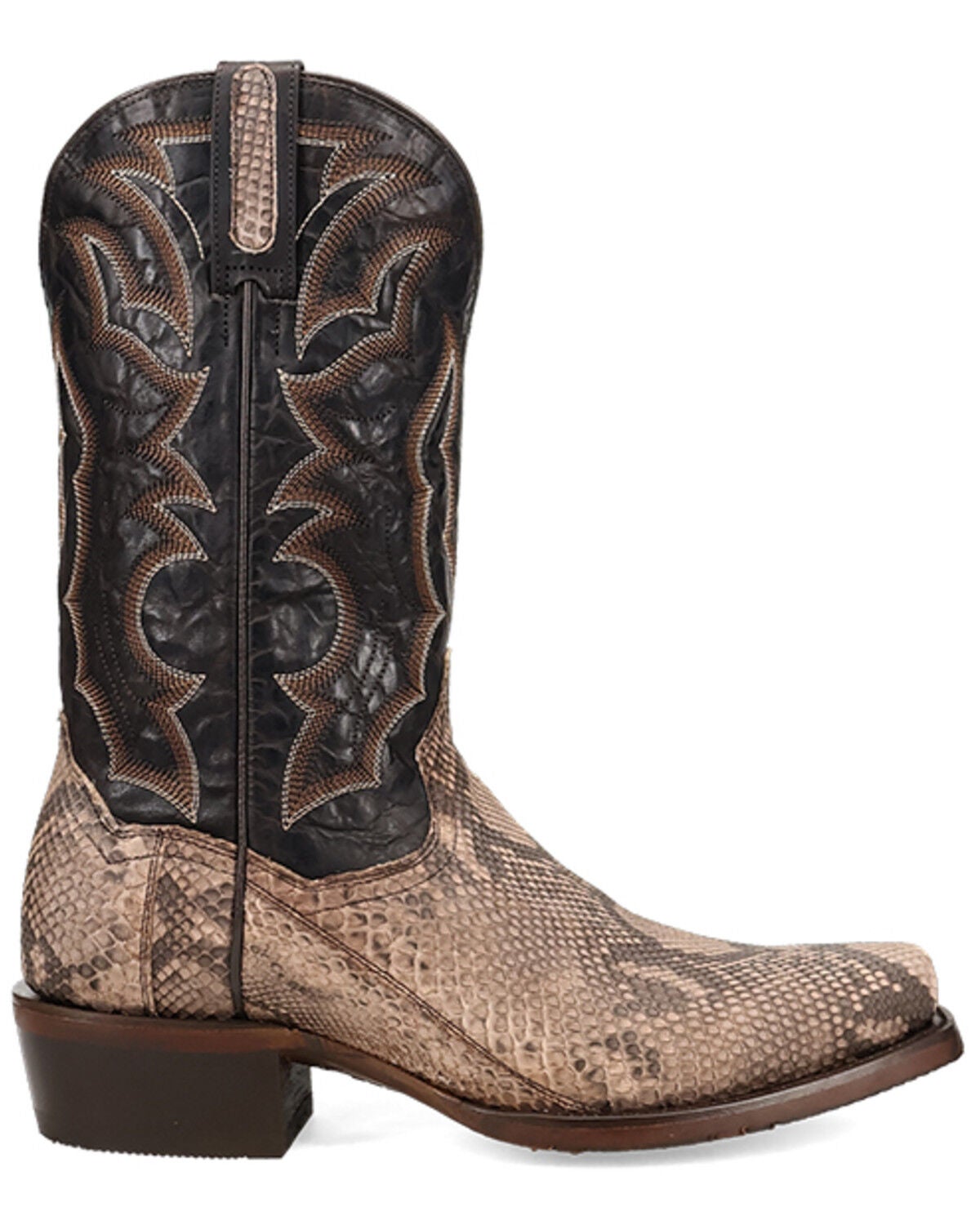 Image #2 - Dan Post Men's Exotic Python Western Boots - Square Toe, Chocolate, hi-res