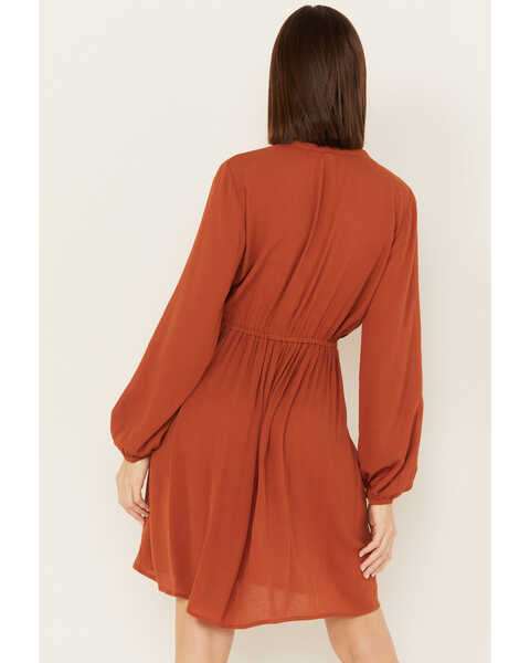 Image #4 - Jolt Women's Embroidered Long Sleeve Dress, Rust Copper, hi-res