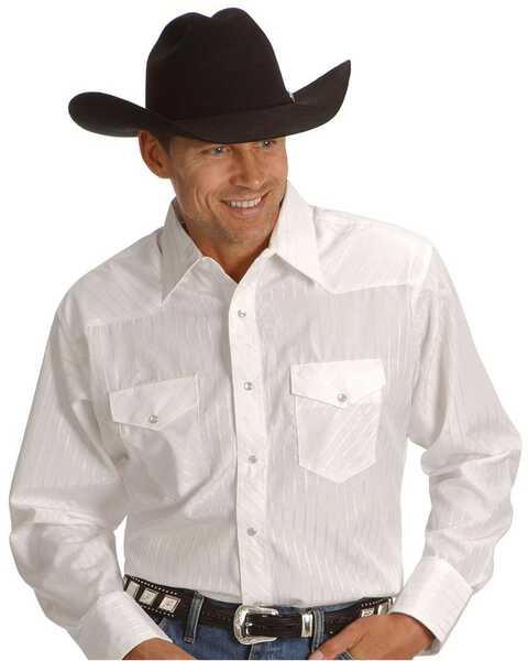 Wrangler Silver Edition Men's Long Sleeve Western Shirt , White