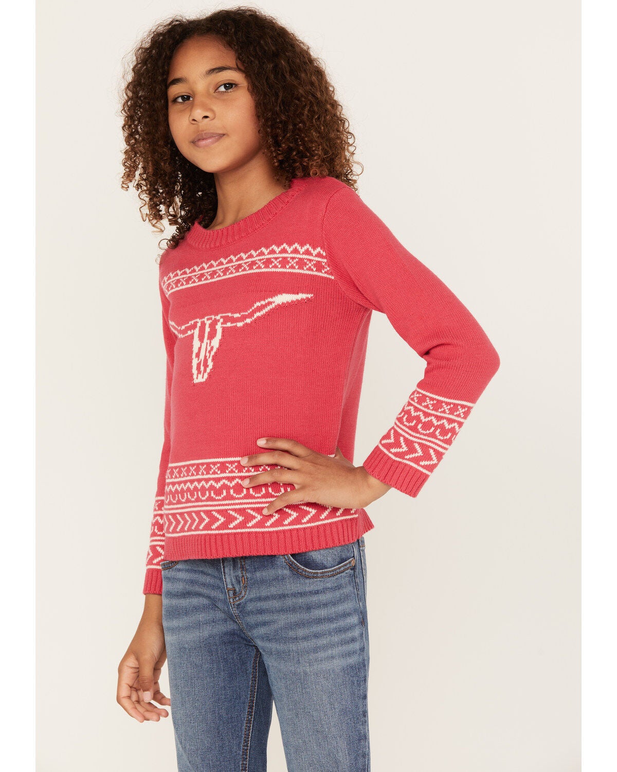 Cotton & Rye Girls' Steerhead Sweater, Pink
