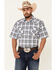 Image #1 - Rough Stock By Panhandle Men's Large Dobby Plaid Print Short Sleeve Pearl Snap Western Shirt, , hi-res