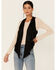 Vocal Women's Faux Suede Studded Fringe Vest , Black, hi-res