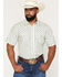 Image #1 - Gibson Trading Co Men's Always Late Medallion Print Short Sleeve Snap Western Shirt, Cream, hi-res
