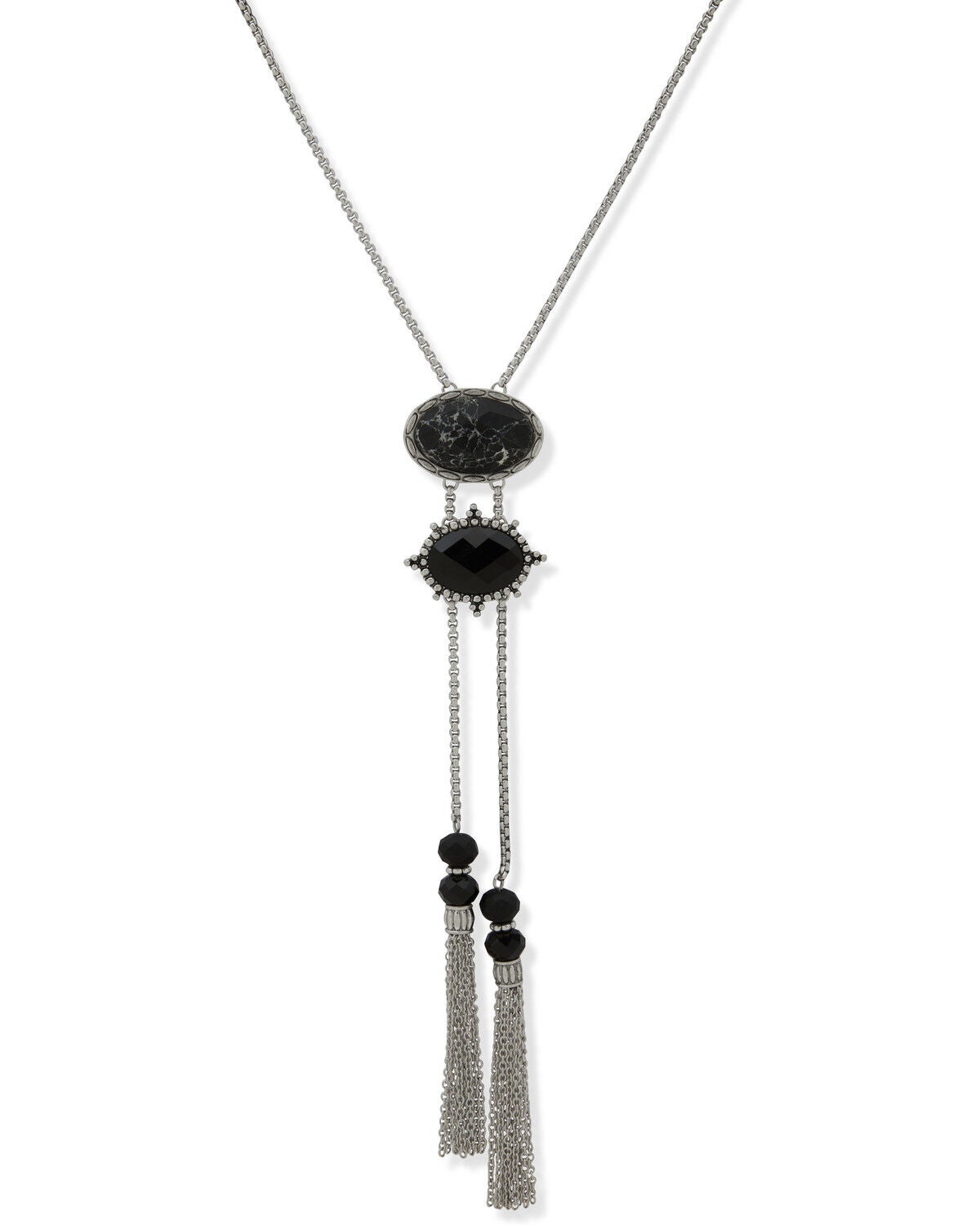 Image #1 - Lainey Wilson Women's Stone Tassel Bolo Necklace, Black, hi-res