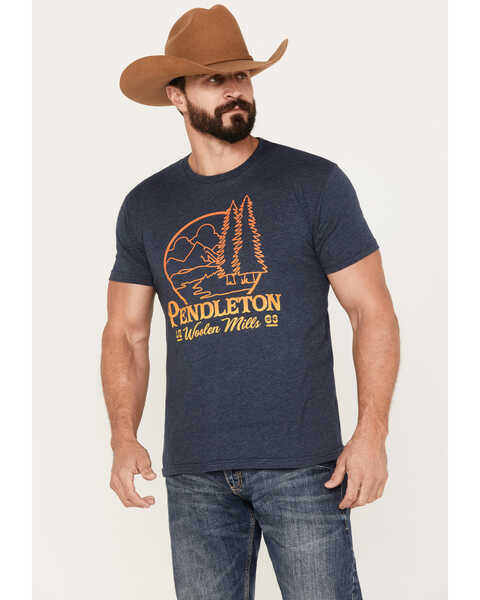 Pendleton Men's Ombre Logo Short Sleeve Graphic T-Shirt, Navy, hi-res